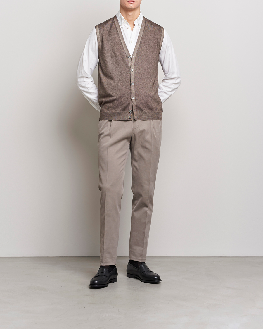 Herr | Västar | Gran Sasso | Vintage Merino Fashion Fit Slipover Beige