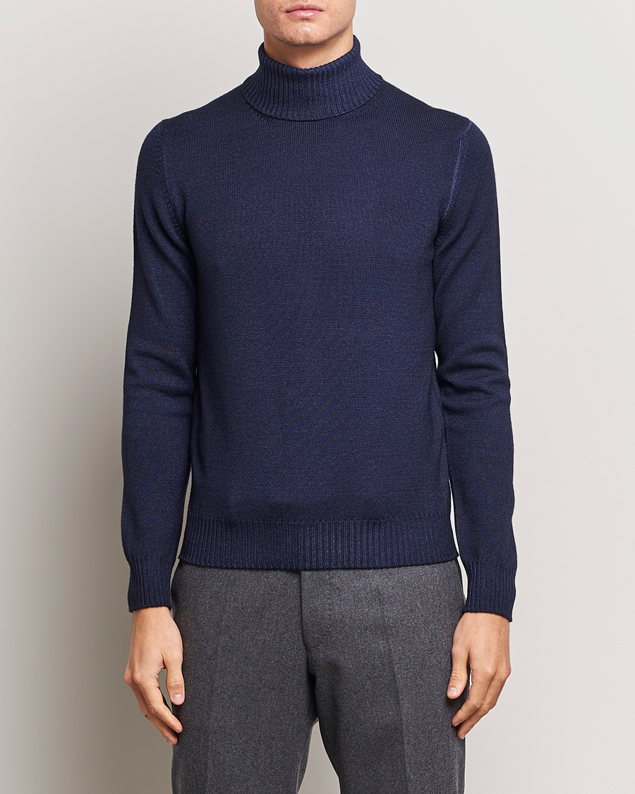 Herr | Tröjor | Gran Sasso | Vintage Merino Fashion Fit Polo Navy
