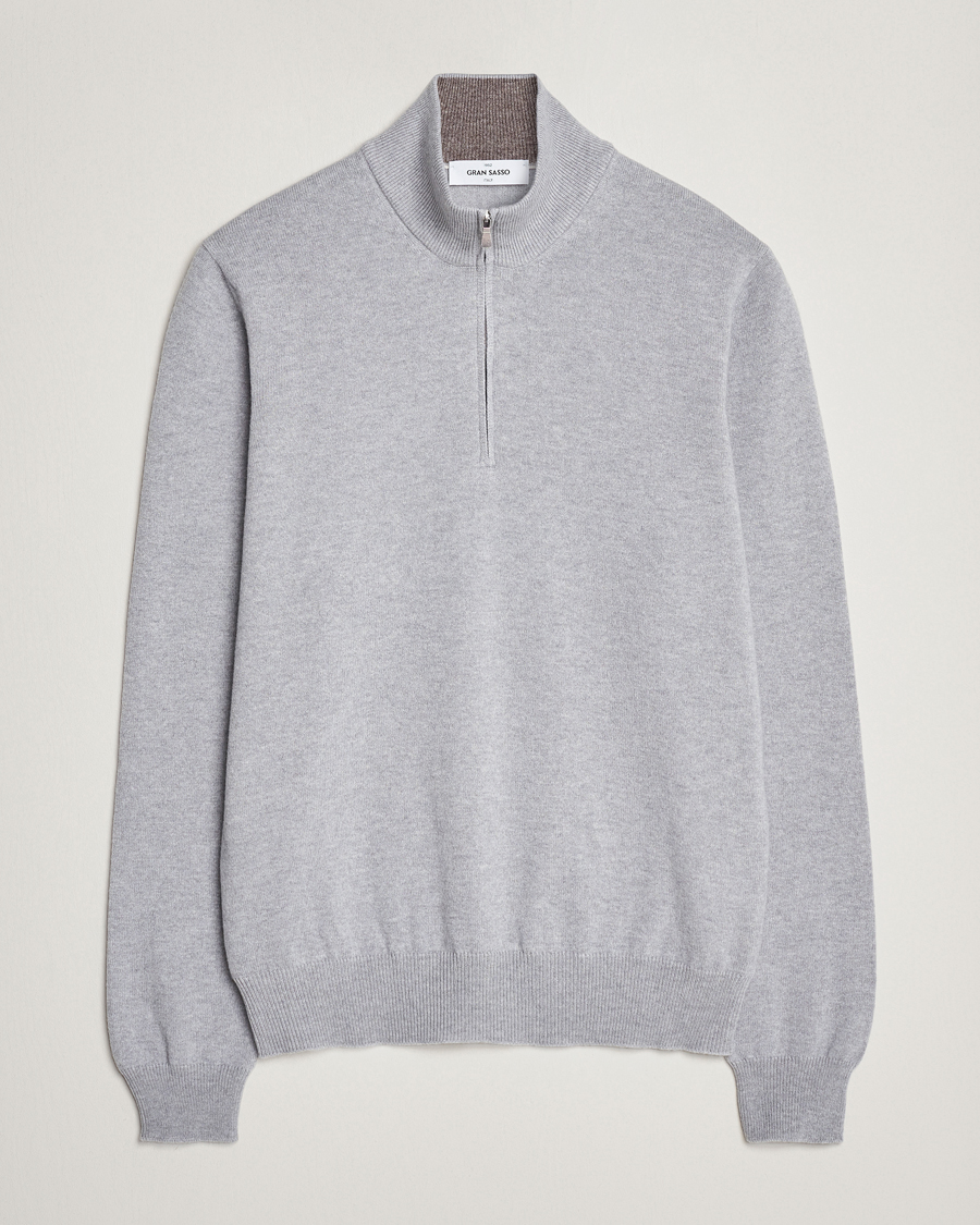 Herr | Tröja | Gran Sasso | Wool/Cashmere Half Zip Light Grey
