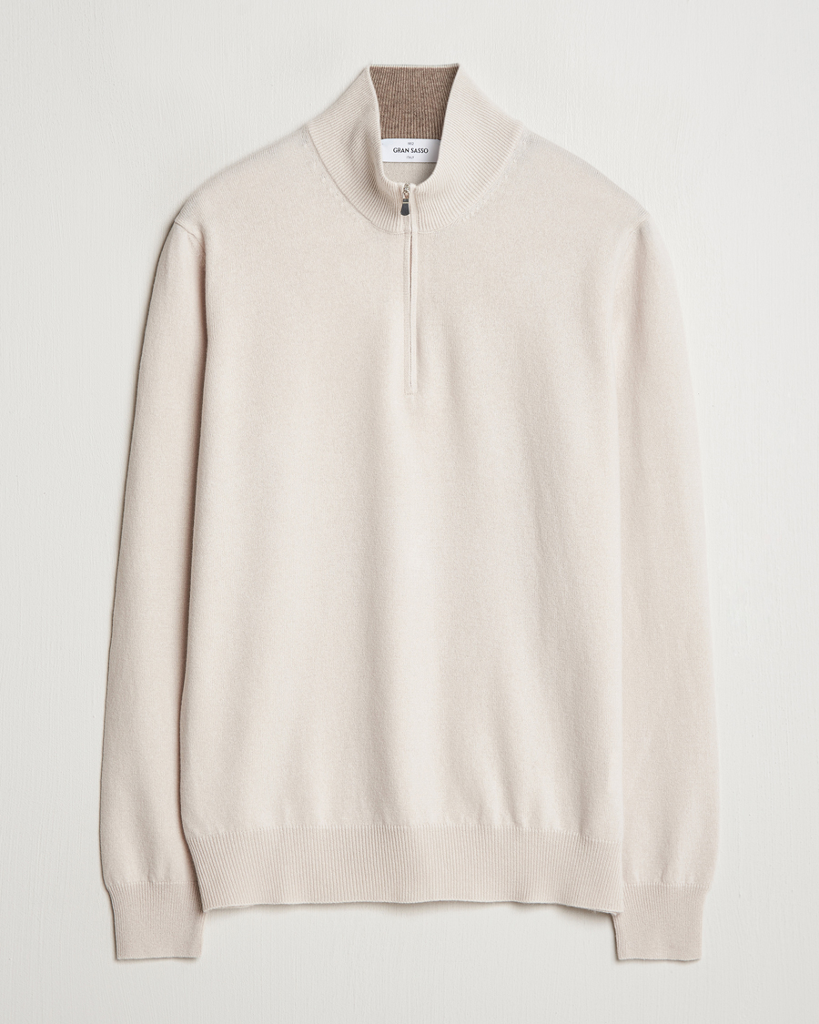 Herr | Tröjor | Gran Sasso | Wool/Cashmere Half Zip Cream