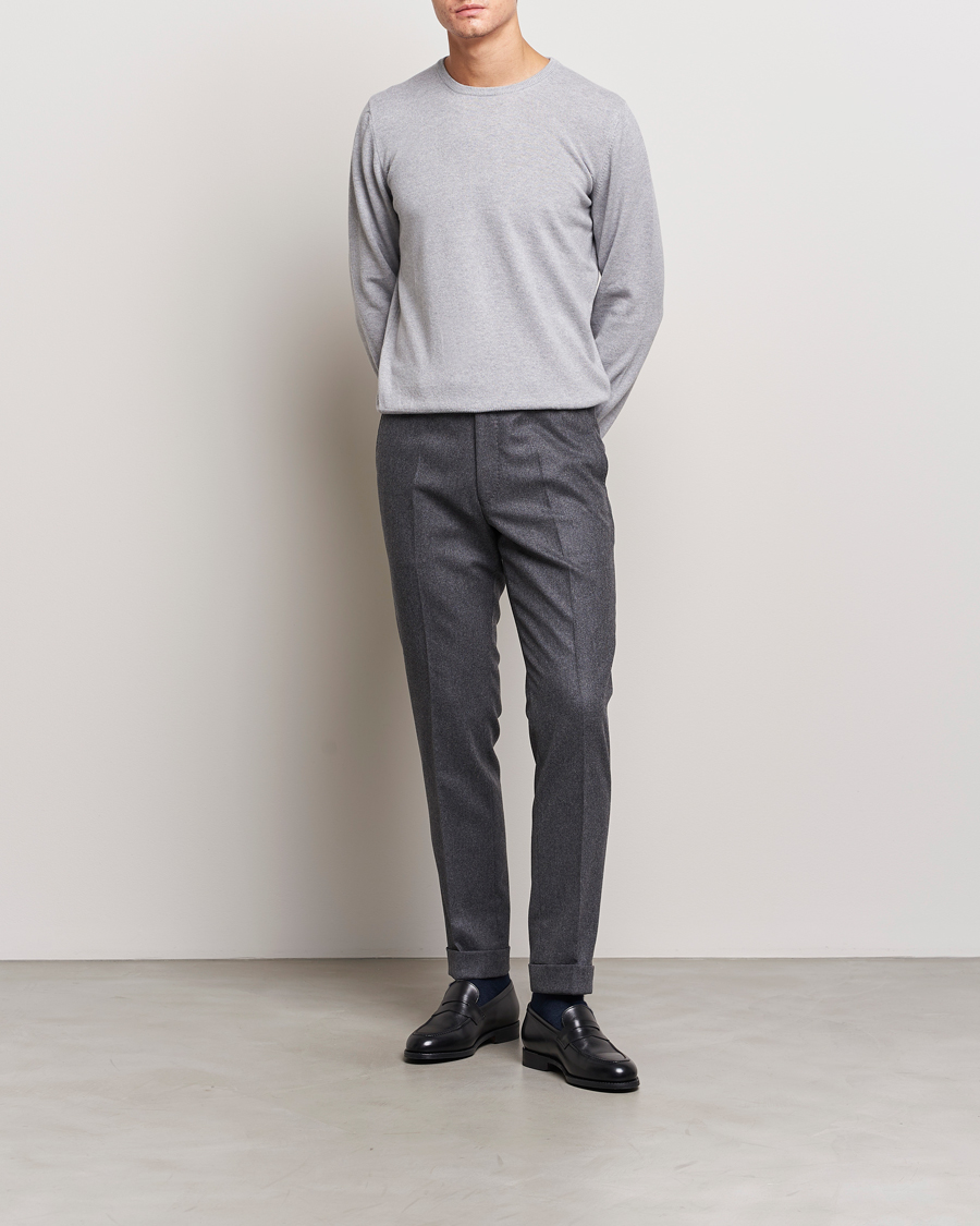 Herr | Tröjor | Gran Sasso | Wool/Cashmere Crew Neck Light Grey