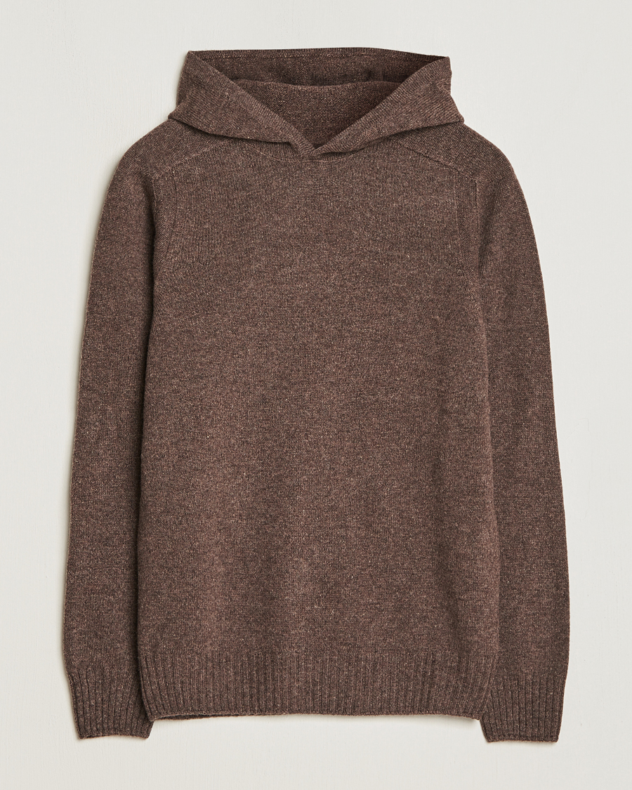 Herr | Tröjor | Gran Sasso | Wool Hoodie Brown Melange