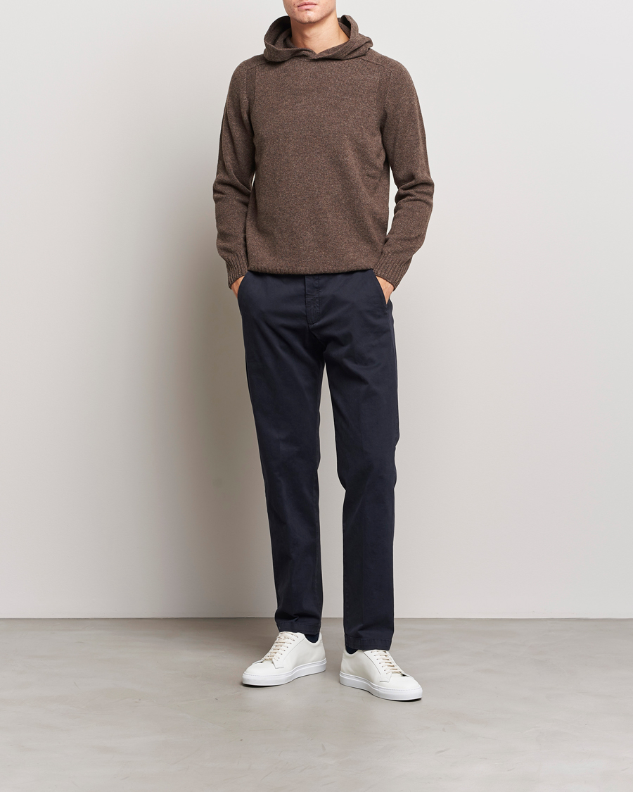 Herr | Tröjor | Gran Sasso | Wool Hoodie Brown Melange