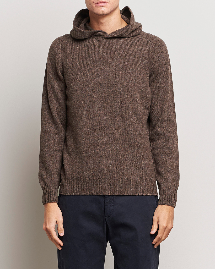 Herr | Tröjor | Gran Sasso | Wool Hoodie Brown Melange