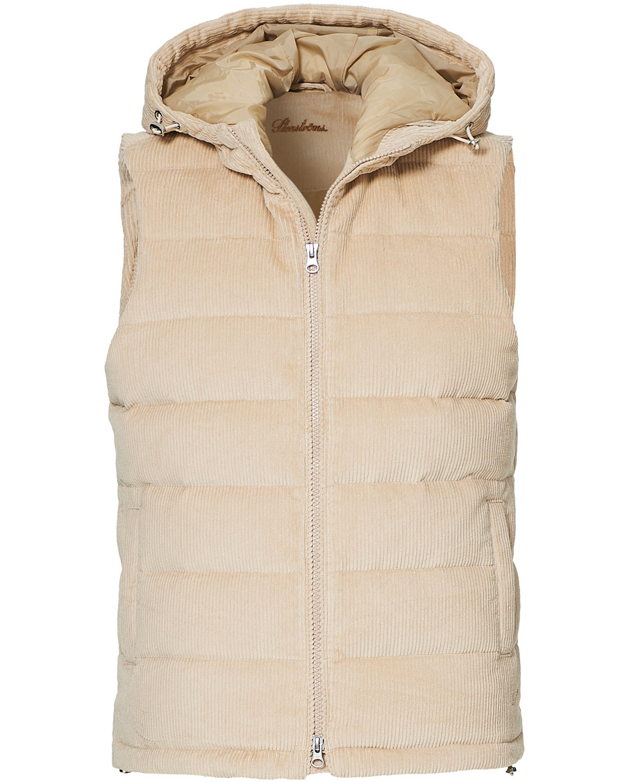 Herr | Jackor | Stenströms | Padded Corduroy Hood Vest Creme