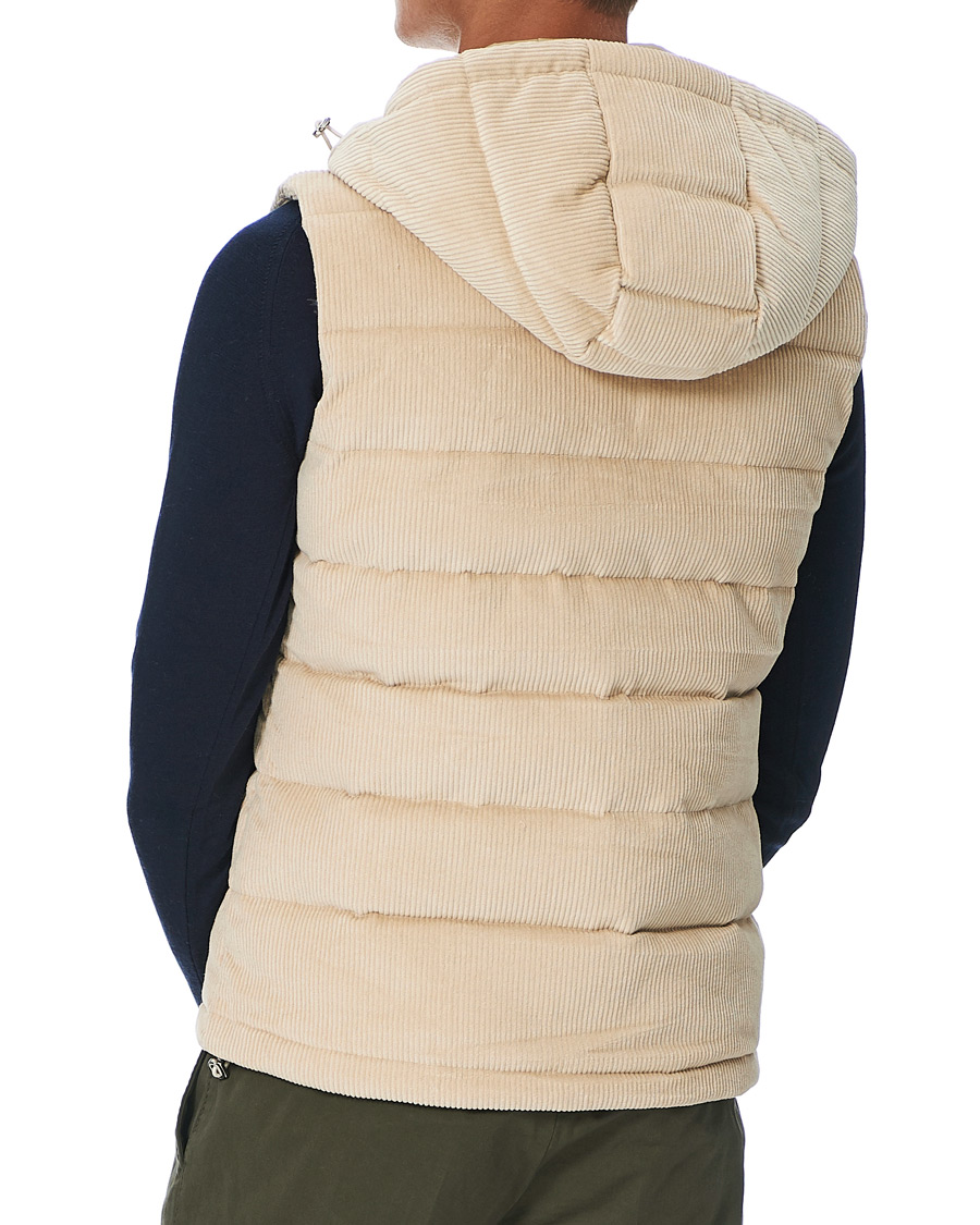 Herr | Jackor | Stenströms | Padded Corduroy Hood Vest Creme