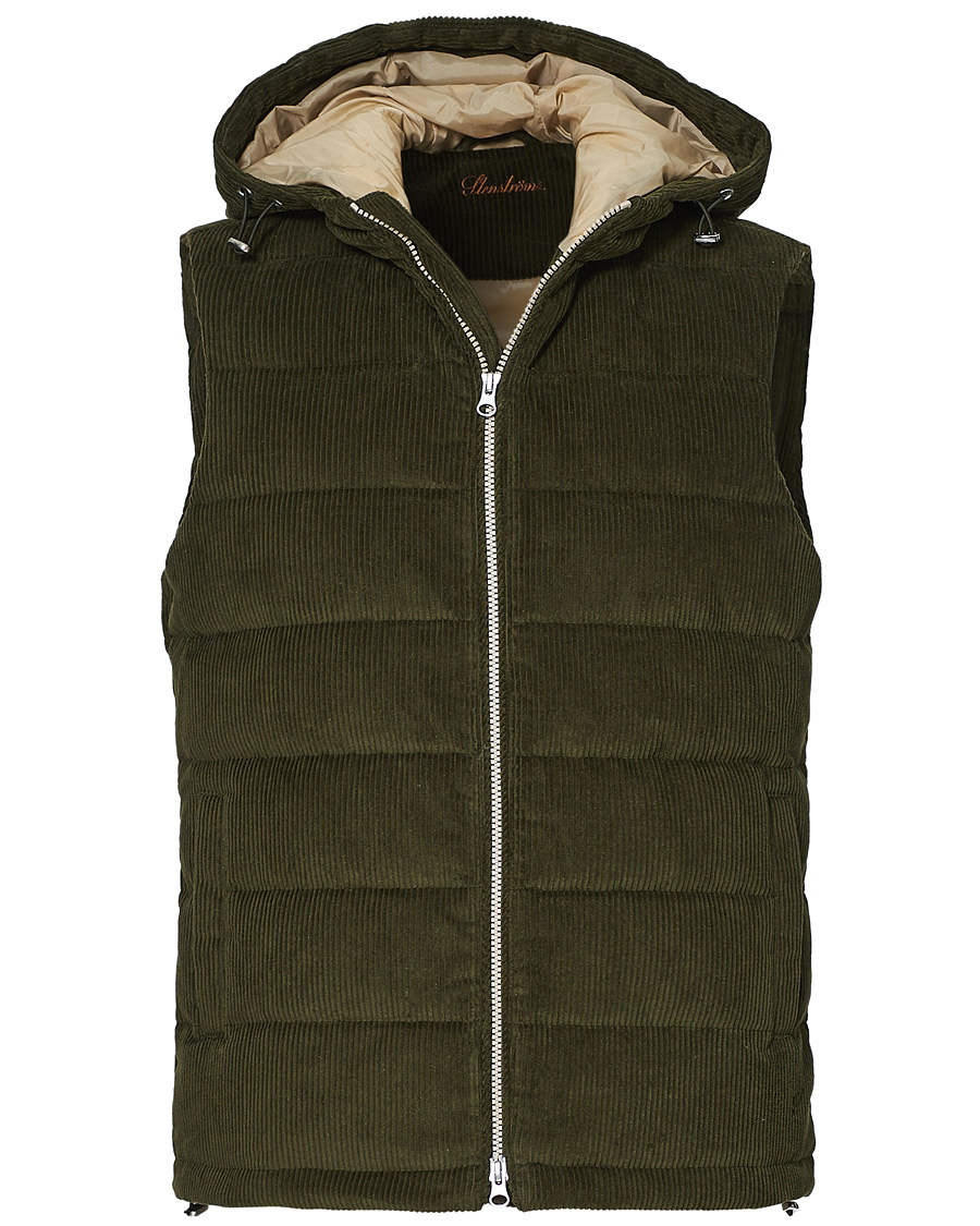 Herr | Jackor | Stenströms | Padded Corduroy Hood Vest Olive