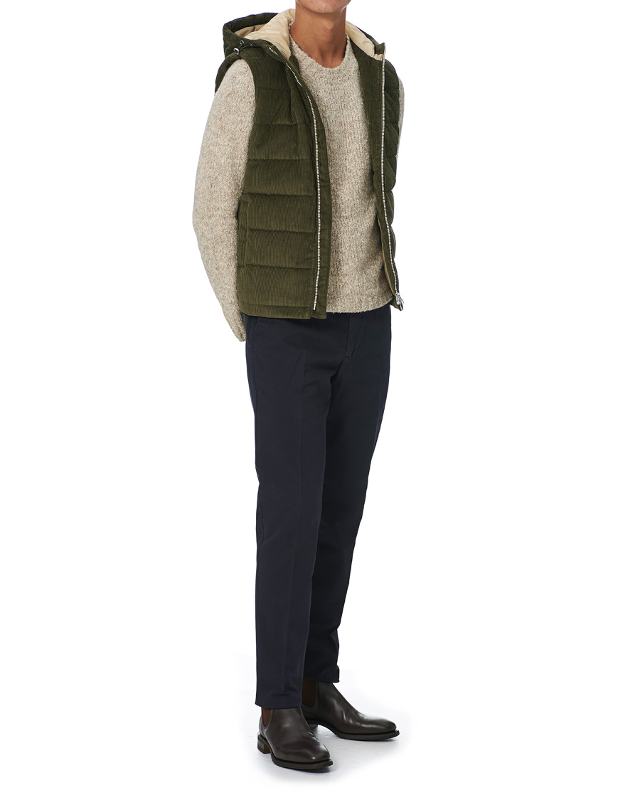 Herr | Jackor | Stenströms | Padded Corduroy Hood Vest Olive