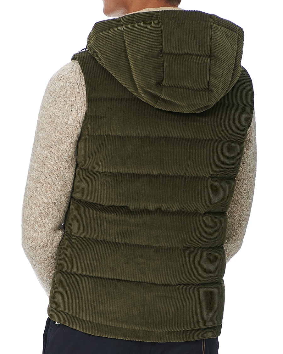 Herr | Jackor | Stenströms | Padded Corduroy Hood Vest Olive