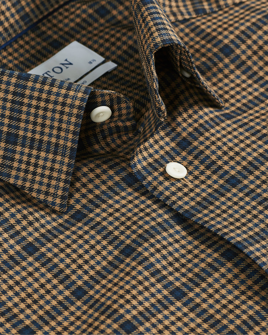 Herr | Skjortor | Eton | Slim Fit Big Checked Brushed Merino Shirt Brown