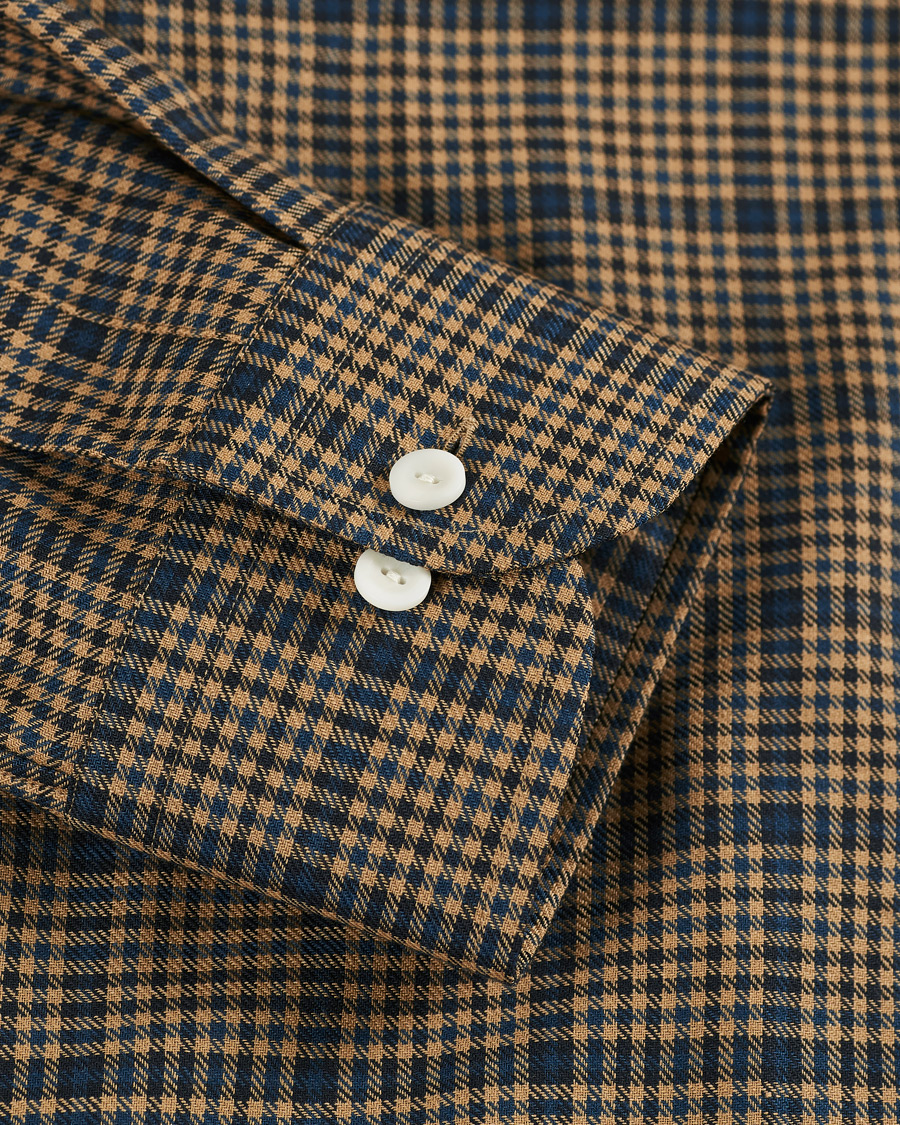 Herr | Skjortor | Eton | Slim Fit Big Checked Brushed Merino Shirt Brown