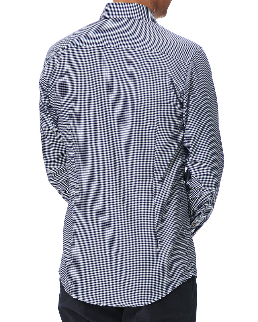 Herr | Skjortor | Eton | Slim Fit Lightweight Flannel Checked Shirt Blue