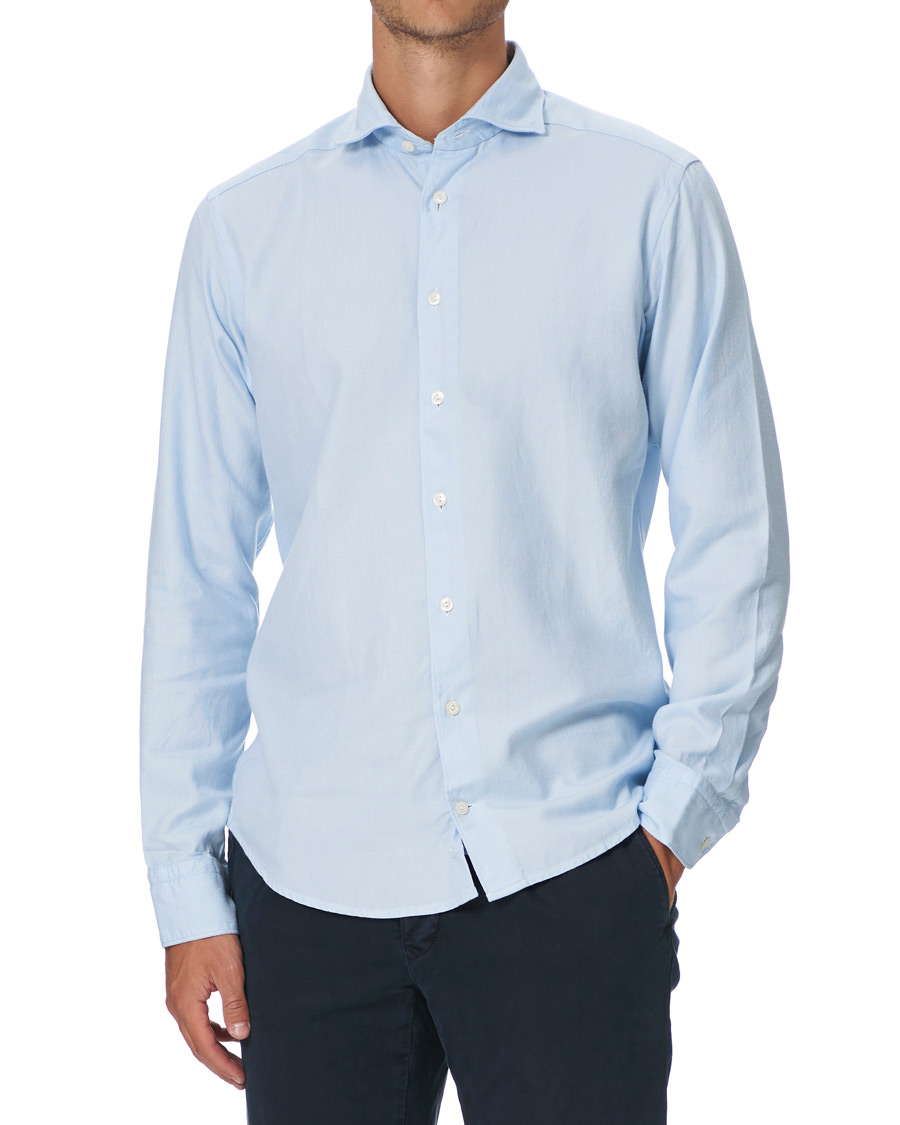 Herr | Skjortor | Eton | Slim Fit Micro Structured Flannel Shirt Blue