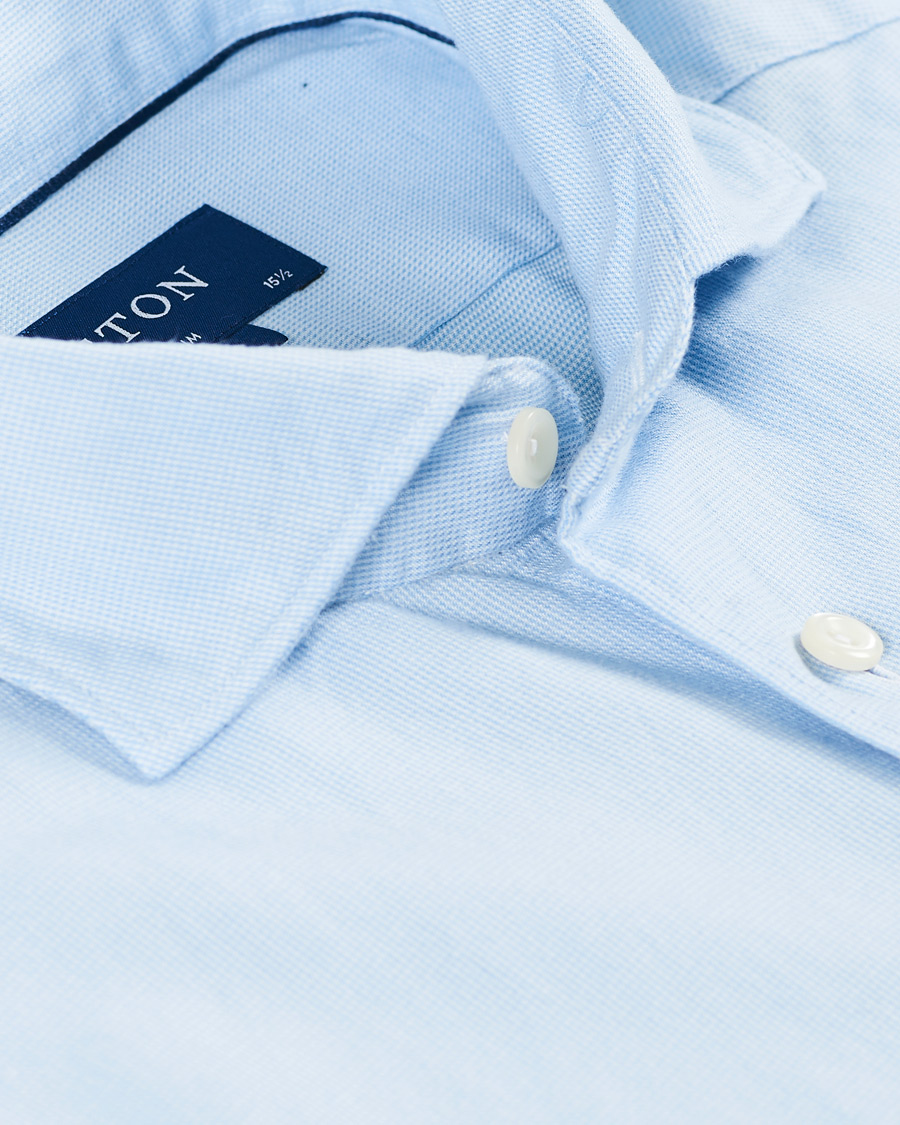 Herr | Skjortor | Eton | Slim Fit Micro Structured Flannel Shirt Blue