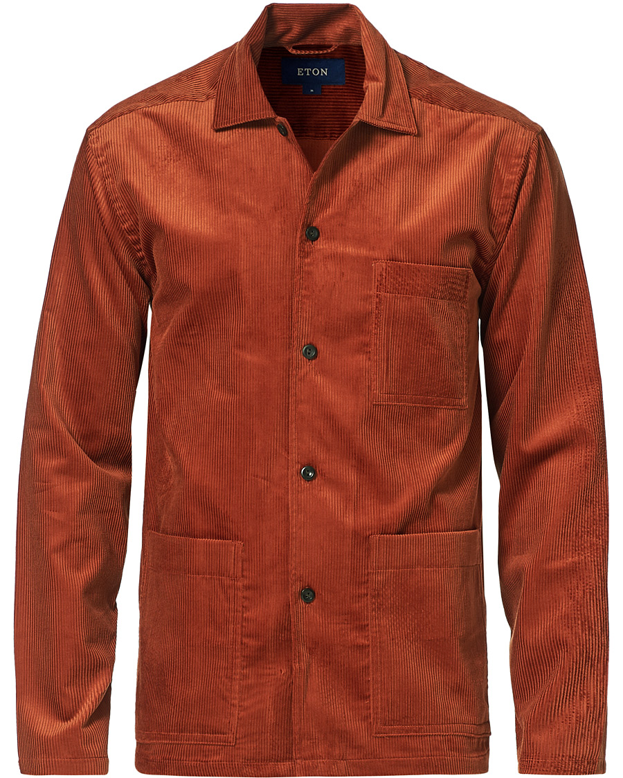 Herr | Skjortor | Eton | Cotton Corduroy Overshirt Orange
