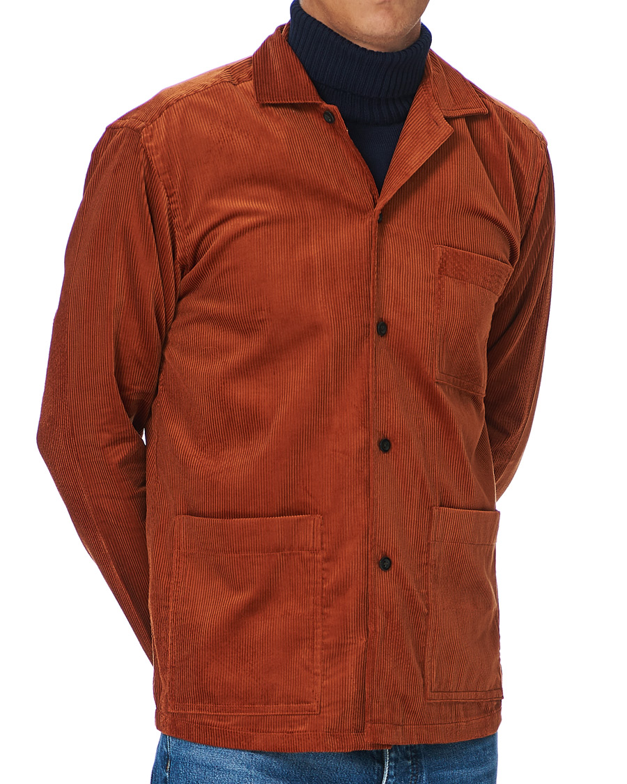 Herr | Skjortor | Eton | Cotton Corduroy Overshirt Orange