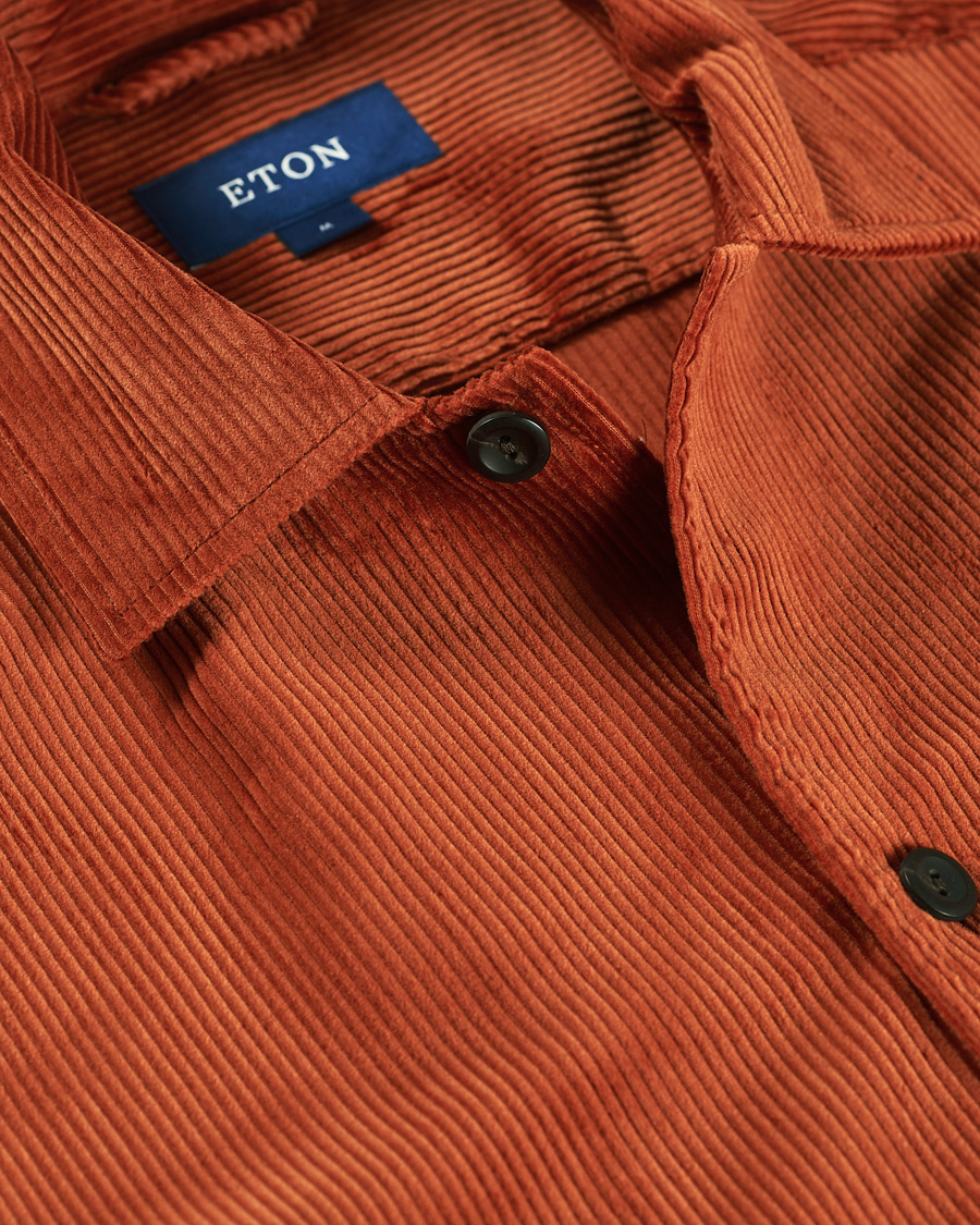 Herr | Skjortor | Eton | Cotton Corduroy Overshirt Orange