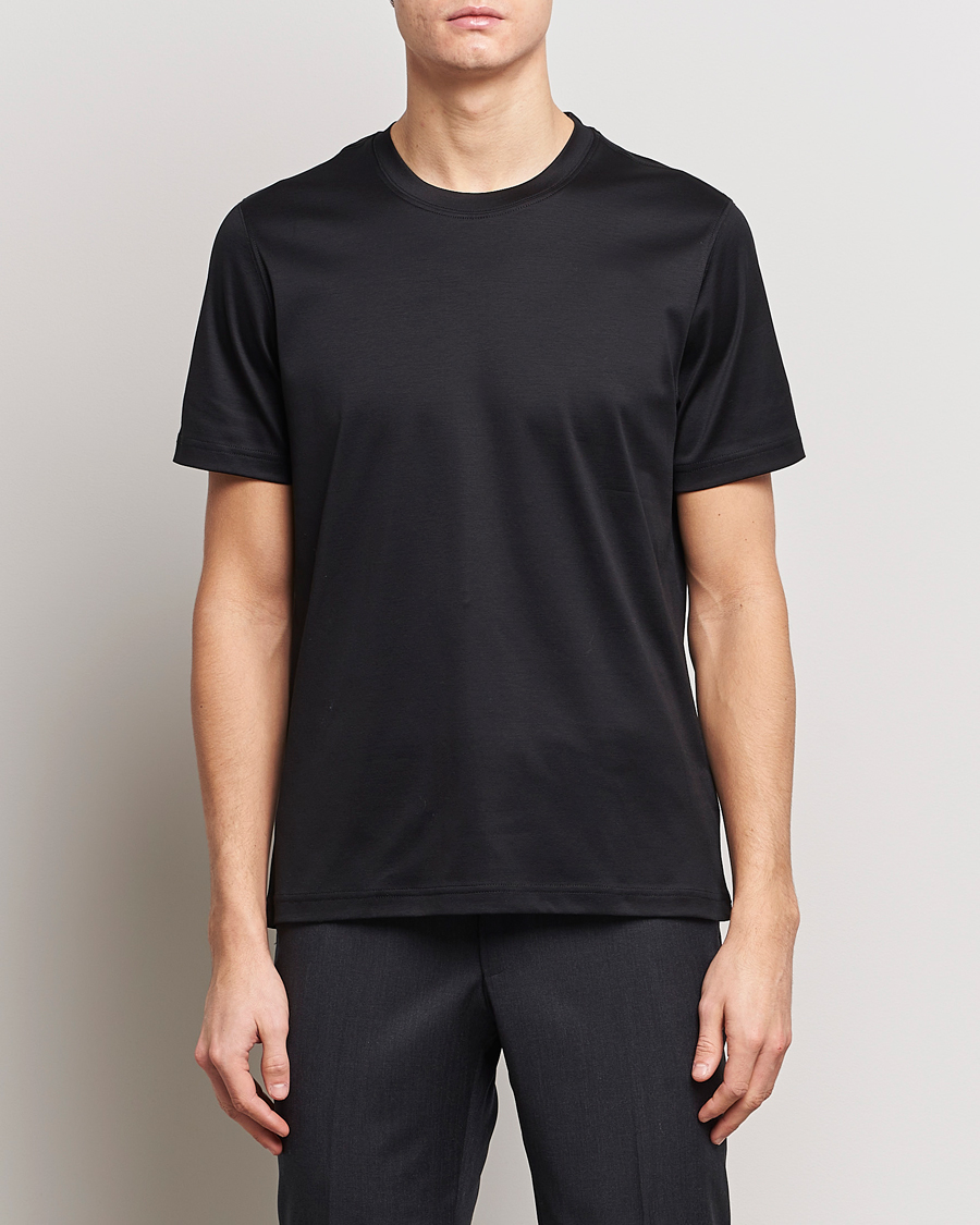 Herr | Business & Beyond | Eton | Filo Di Scozia Cotton T-Shirt Black