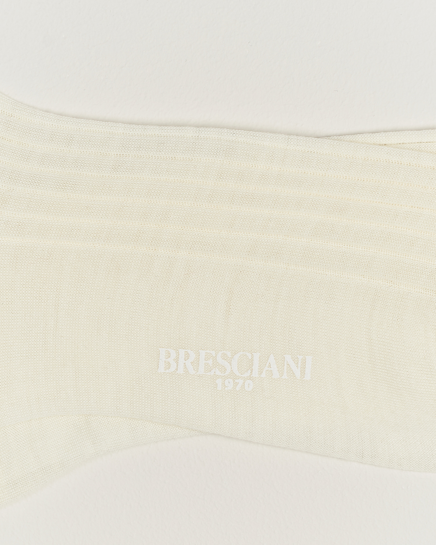 Herr |  | Bresciani | Wool/Nylon Ribbed Short Socks White