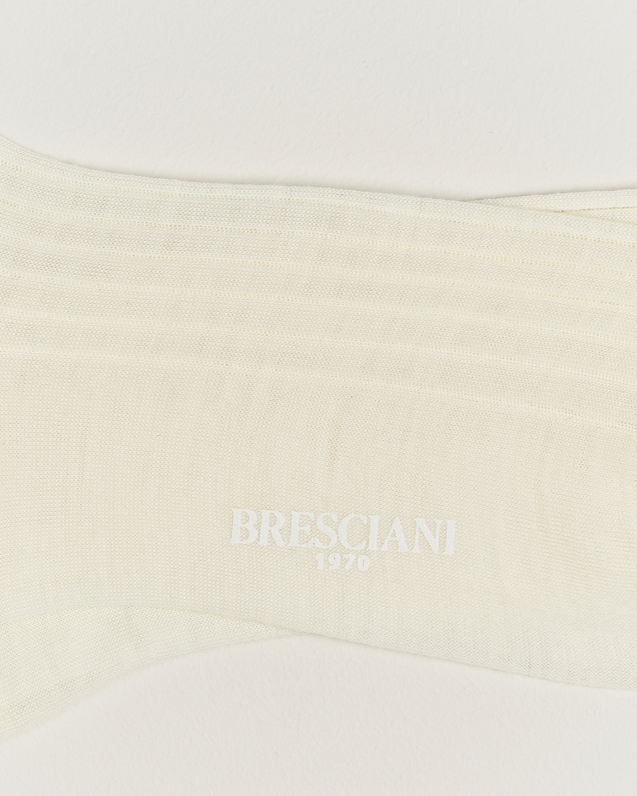 Herr | Underkläder | Bresciani | Wool/Nylon Ribbed Short Socks White