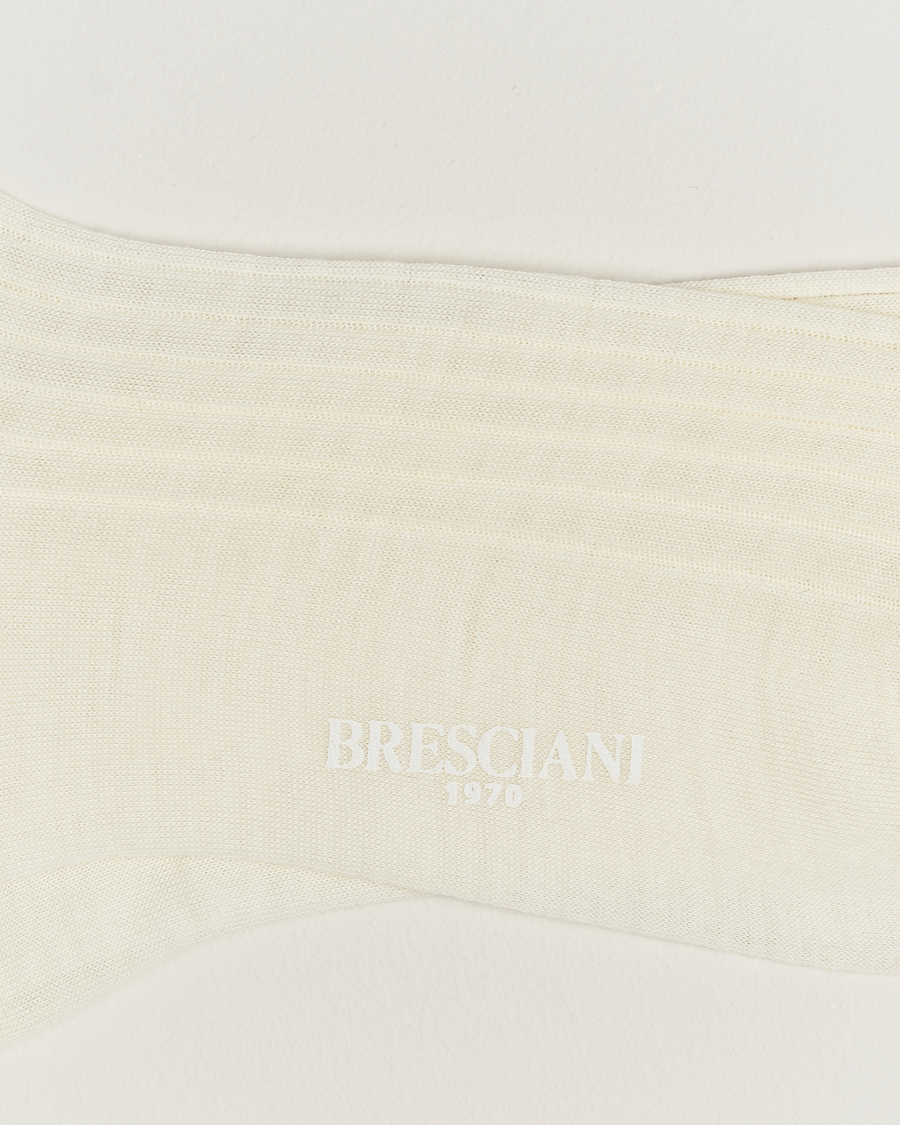 Herr | Underkläder | Bresciani | Wool/Nylon Ribbed Short Socks White