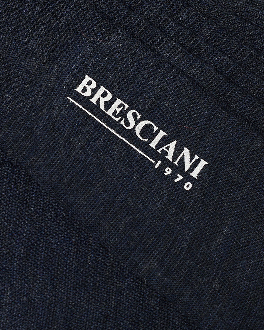Herr | Underkläder | Bresciani | Wool/Nylon Ribbed Short Socks Blue Melange