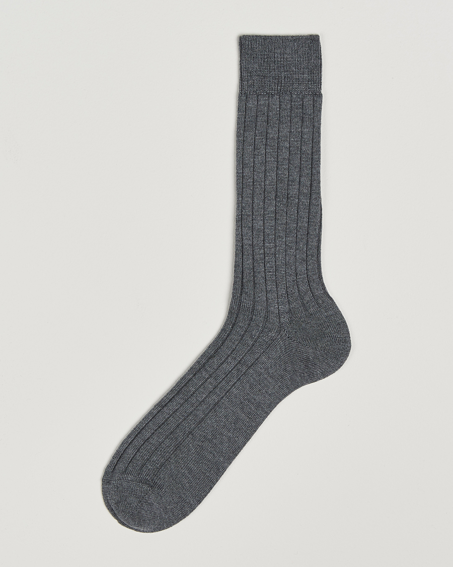 Herr | Underkläder | Bresciani | Wool/Nylon Heavy Ribbed Socks Grey