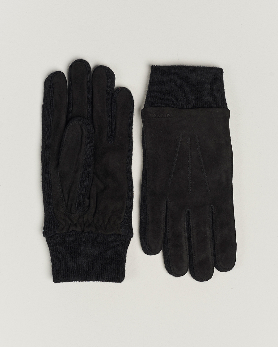 Herr | Handskar | Hestra | Geoffery Suede Wool Tricot Glove Black