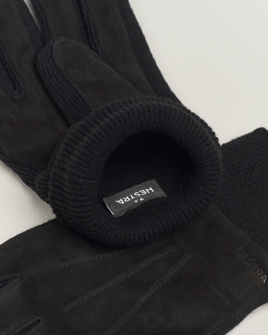 Herr | Handskar | Hestra | Geoffery Suede Wool Tricot Glove Black