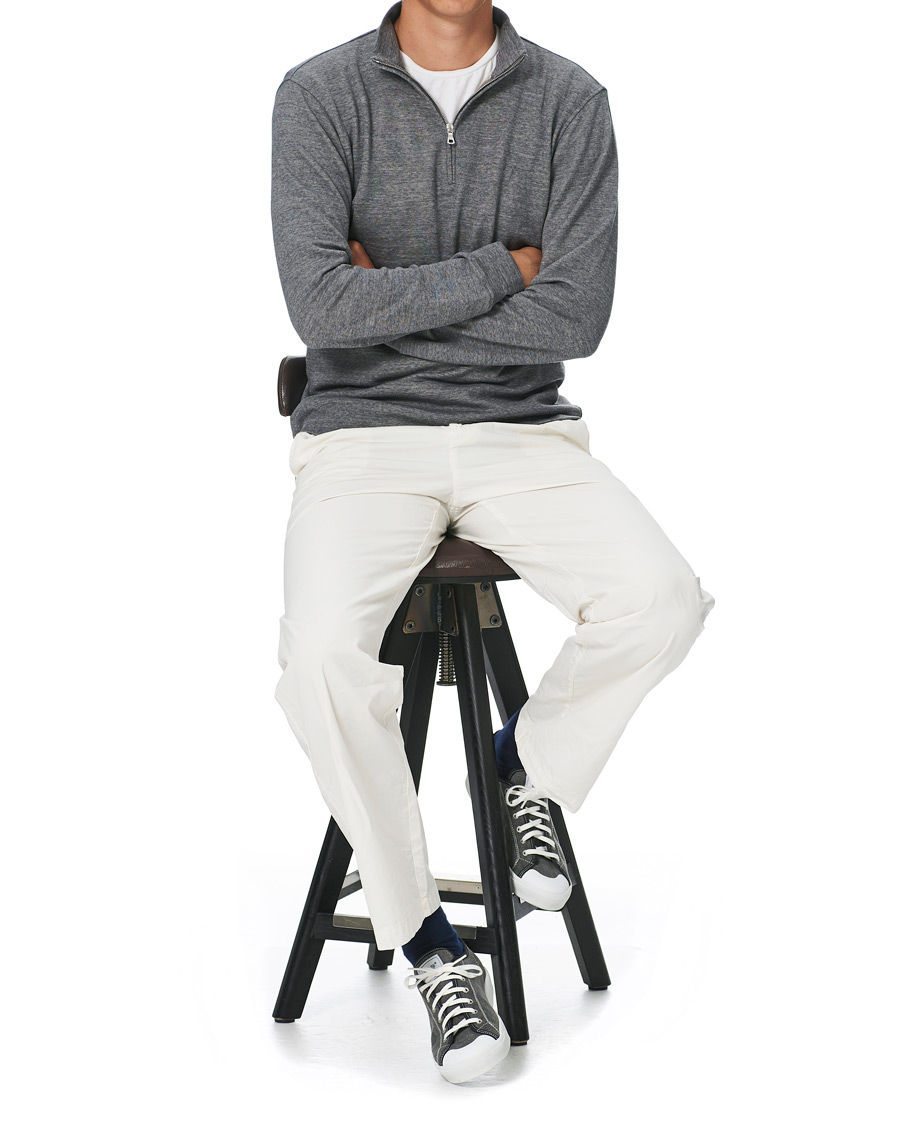 Herr | Tröjor | Orlebar Brown | Neilson Double Face Merino Half Zip Storm Grey