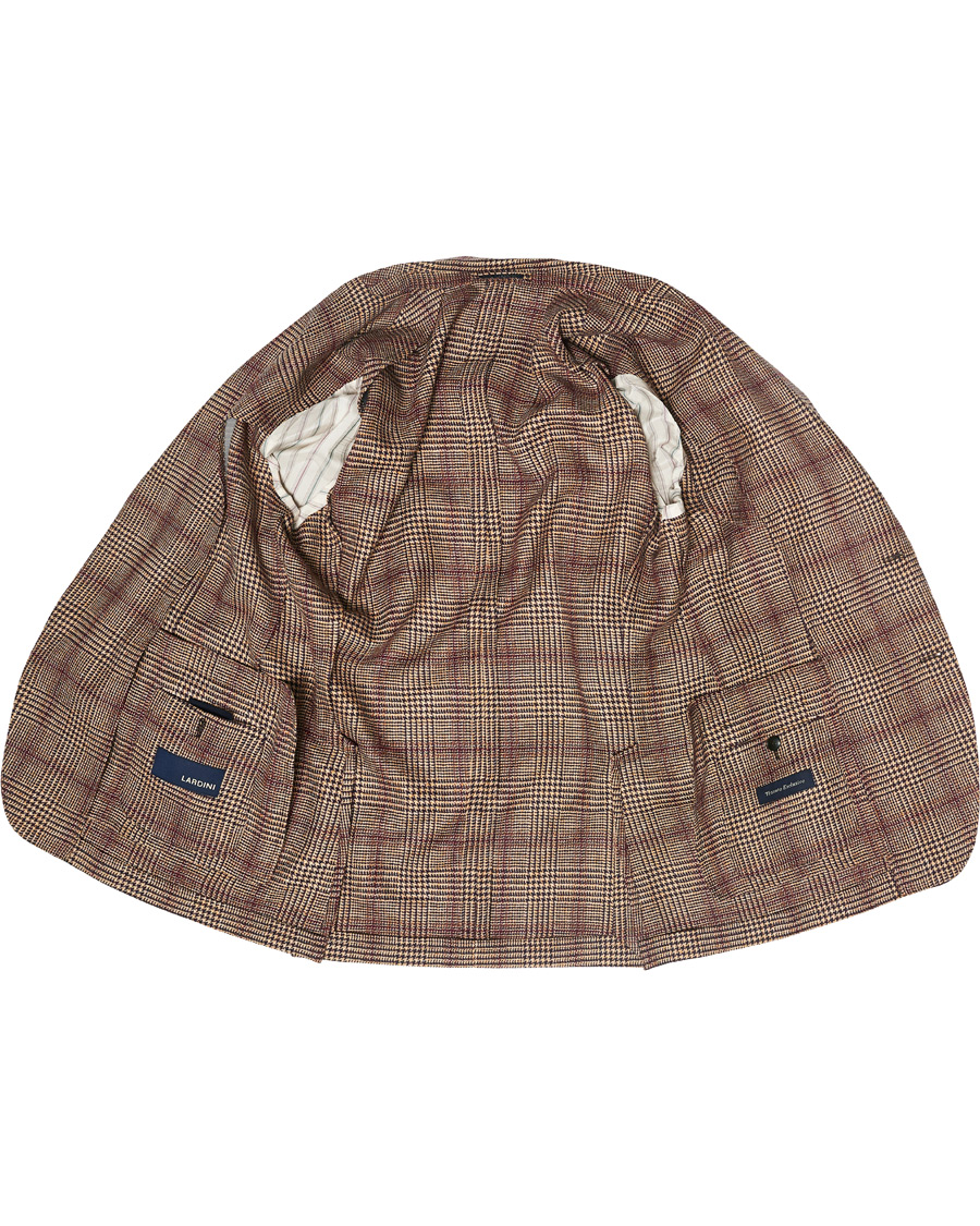 Herr | Kavajer | Lardini | Peak Lapel Checked Houndstooth Blazer Light Brown
