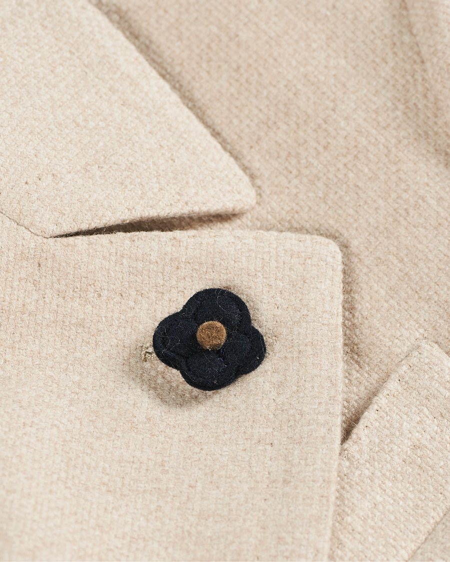 Herr | Jackor | Lardini | Double Breasted Basket Weave Wool Coat Creme