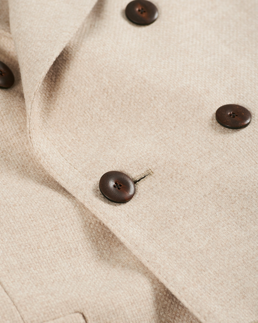 Herr | Jackor | Lardini | Double Breasted Basket Weave Wool Coat Creme