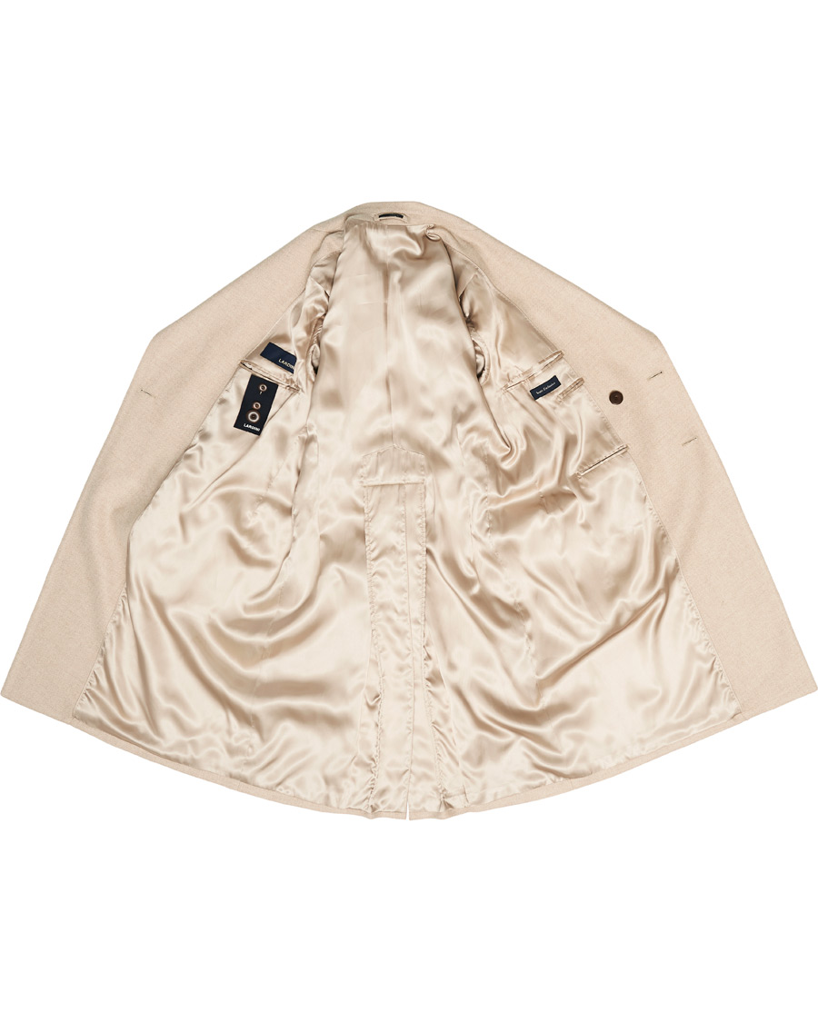 Herr | Jackor | Lardini | Double Breasted Basket Weave Wool Coat Creme