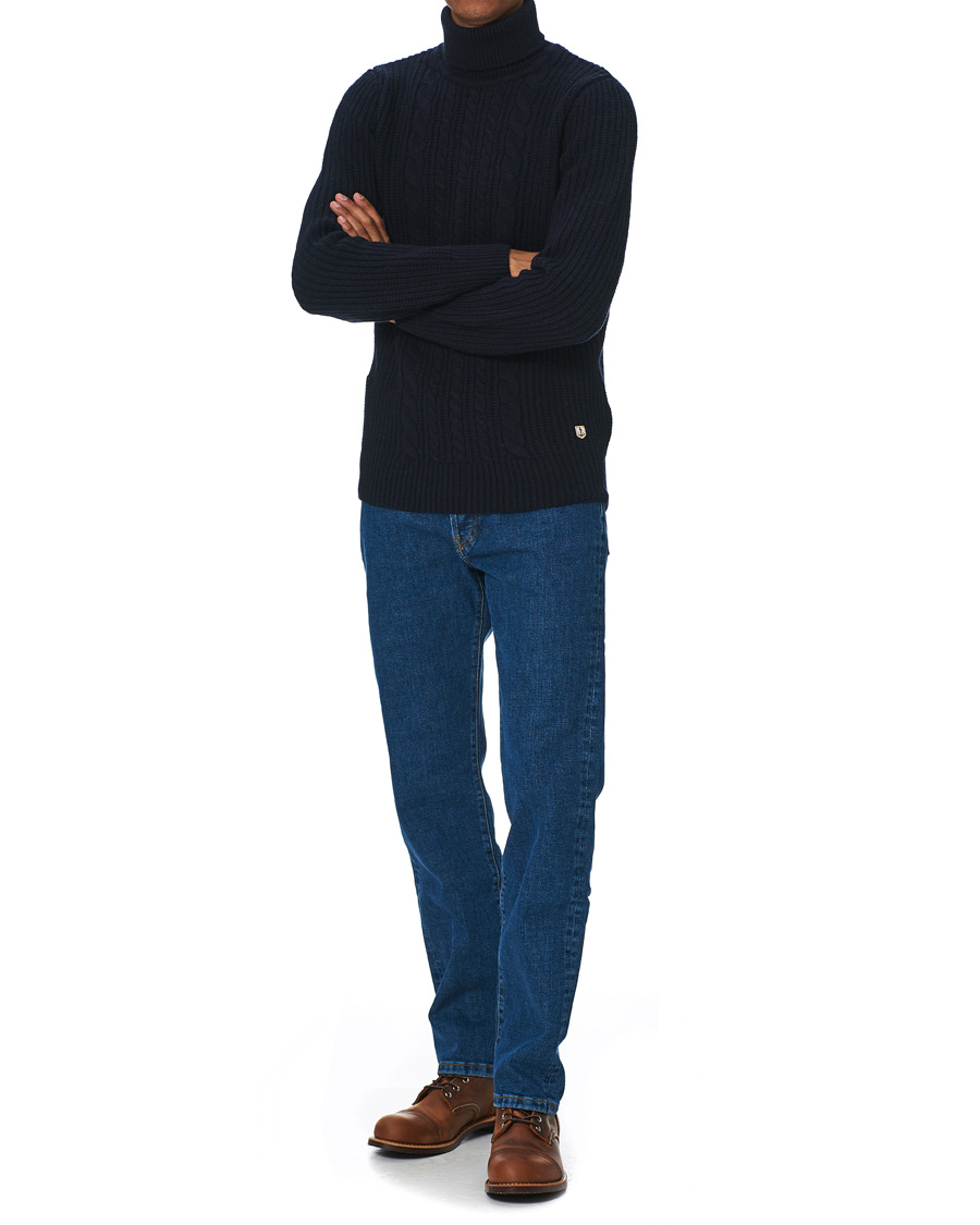 Herr | Tröjor | Armor-lux | Cable Knit Turtleneck Navy