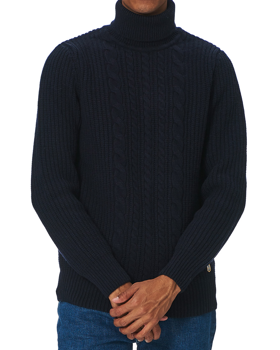 Herr | Tröjor | Armor-lux | Cable Knit Turtleneck Navy