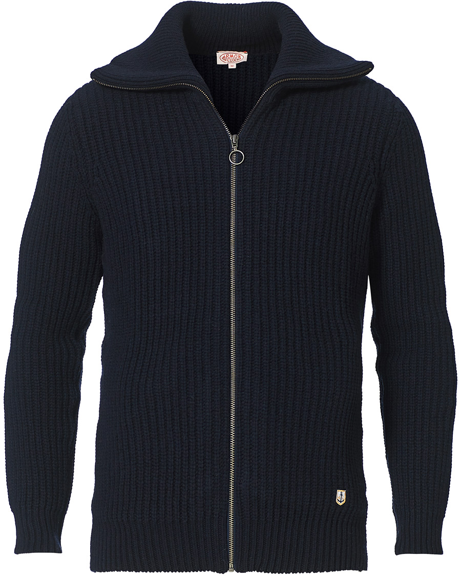 Herr | Tröjor | Armor-lux | Ribbed Zip Sweater Navy
