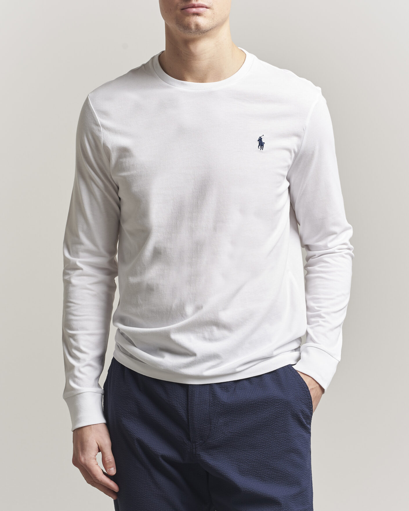 Herr | T-Shirts | Polo Ralph Lauren | Custom Slim Fit Long Sleeve Tee White