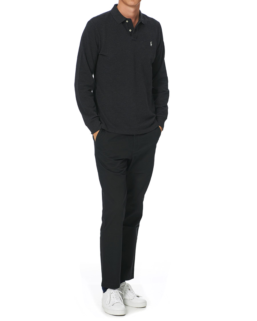 Herr | Tröjor | Polo Ralph Lauren | Custom Slim Fit Long Sleeve Polo Black Marl Heather