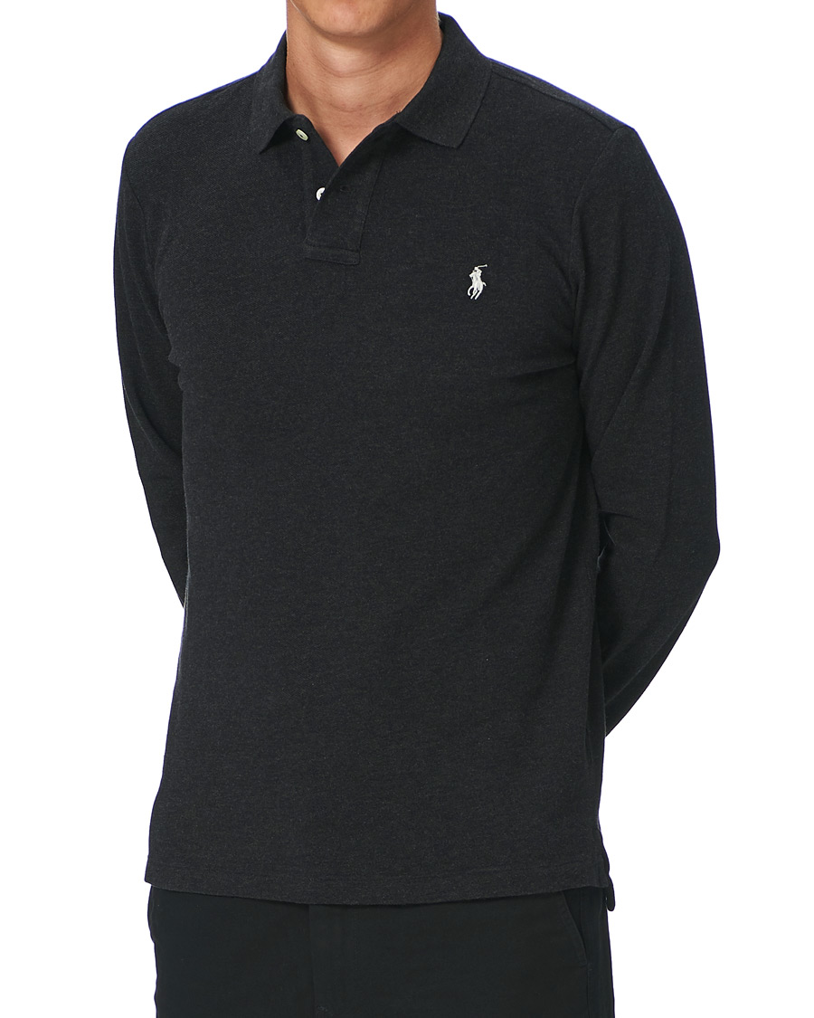 Herr | Tröjor | Polo Ralph Lauren | Custom Slim Fit Long Sleeve Polo Black Marl Heather