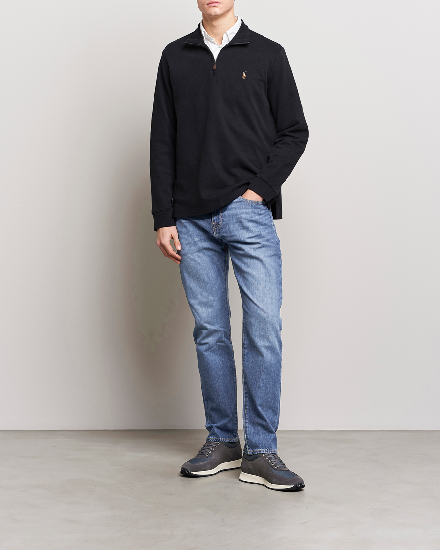 Herr | Tröjor | Polo Ralph Lauren | Double Knit Jaquard Half Zip Sweater Black