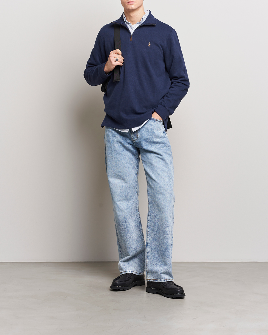 Herr | Tröjor | Polo Ralph Lauren | Double Knit Jaquard Half Zip Sweater Cruise Navy