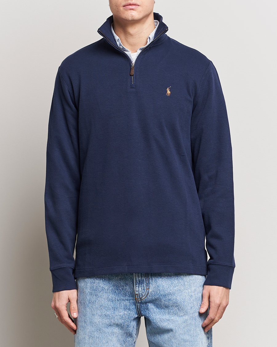 Men | Departments | Polo Ralph Lauren | Double Knit Jaquard Half Zip Sweater Cruise Navy