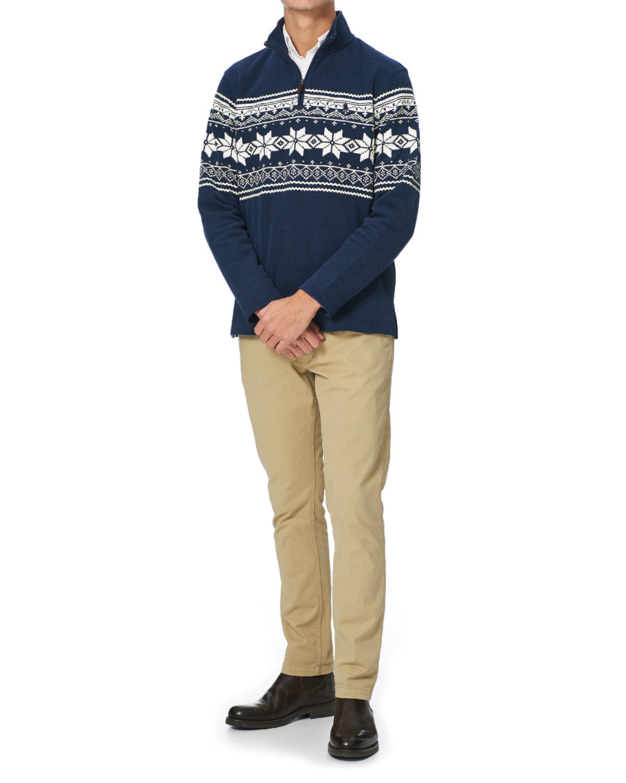Herr | Tröjor | Polo Ralph Lauren | Winter Double Knit Half Zip Sweater Blue Heather