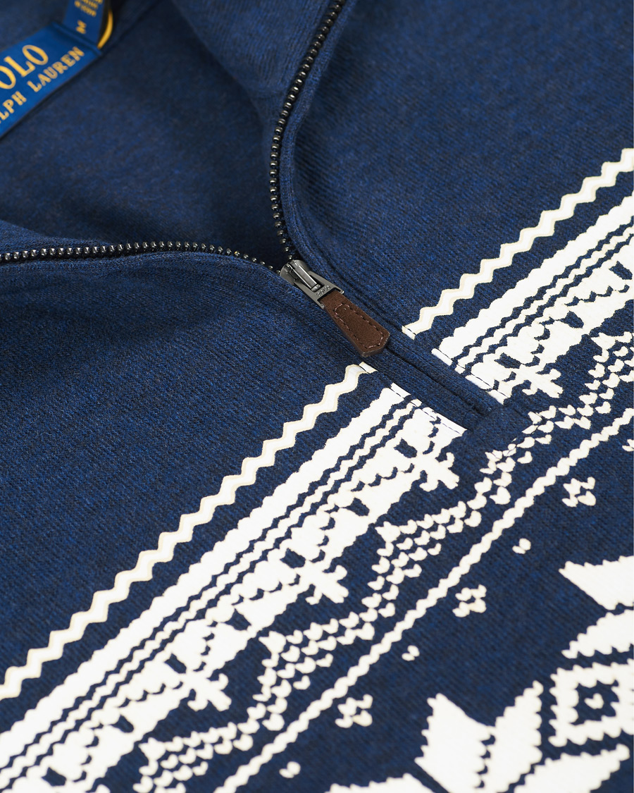 Herr | Tröjor | Polo Ralph Lauren | Winter Double Knit Half Zip Sweater Blue Heather