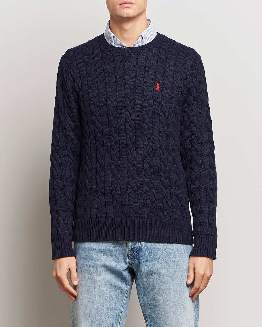 Herr | Stickade tröjor | Polo Ralph Lauren | Cotton Cable Pullover Hunter Navy