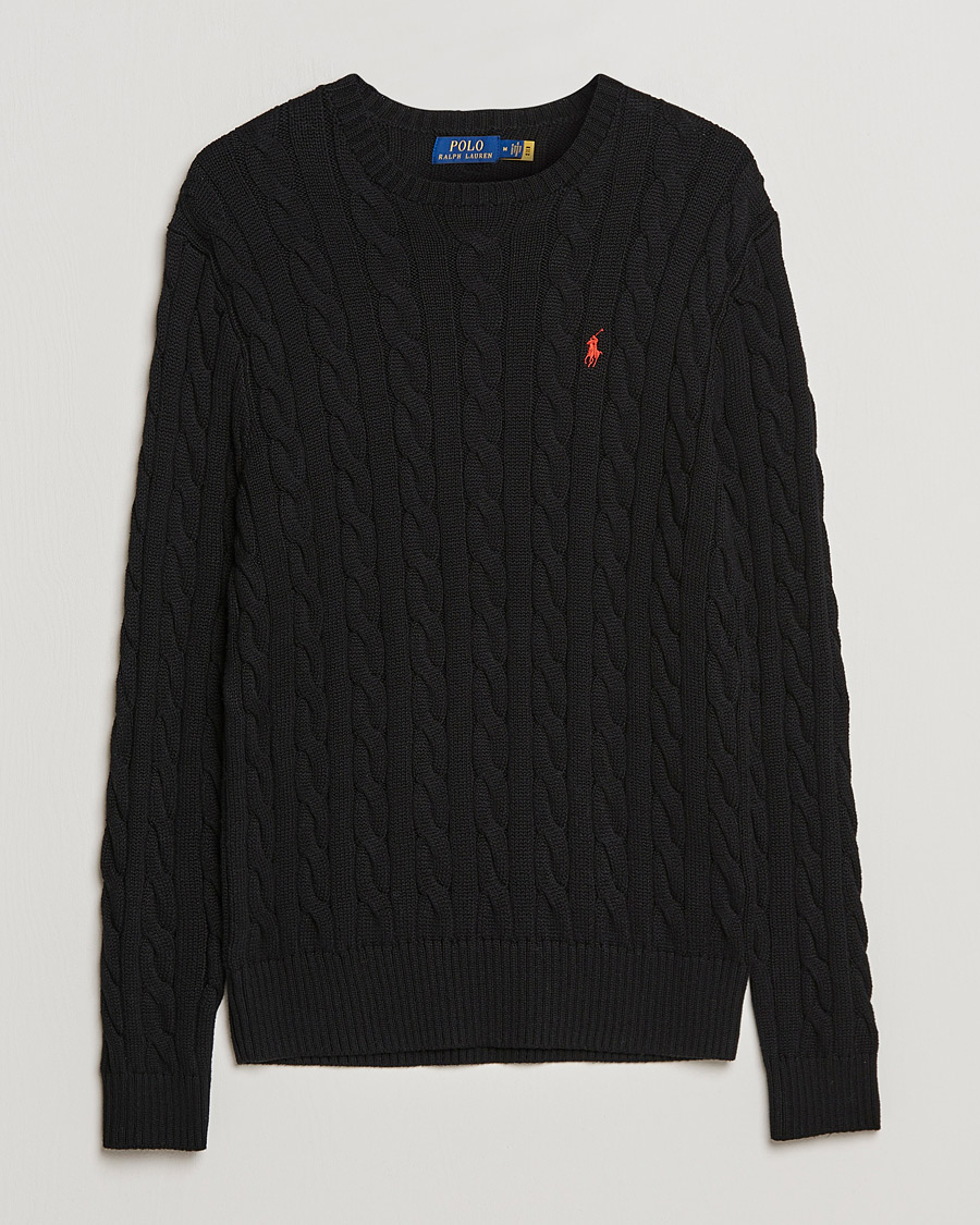 Herr | Tröjor | Polo Ralph Lauren | Cotton Cable Pullover Polo Black