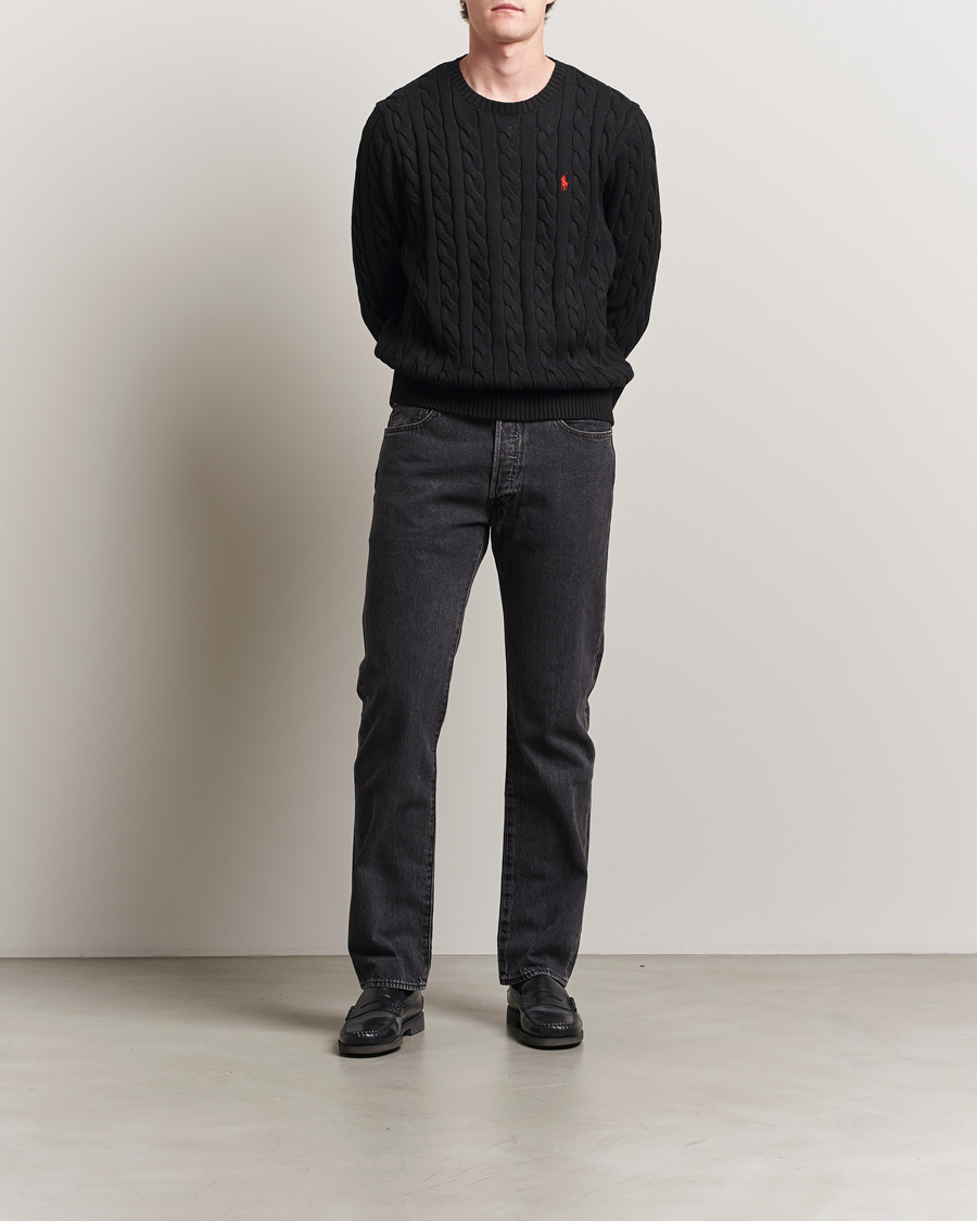 Herr | Tröjor | Polo Ralph Lauren | Cotton Cable Pullover Polo Black