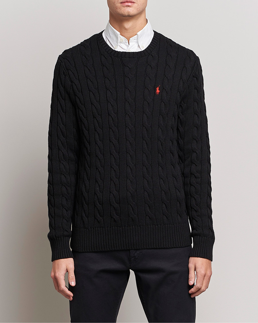 Herr | Tröjor | Polo Ralph Lauren | Cotton Cable Pullover Polo Black