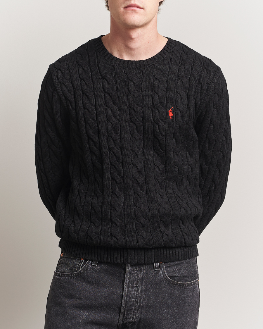 Herr | Tröjor | Polo Ralph Lauren | Cotton Cable Pullover Polo Black